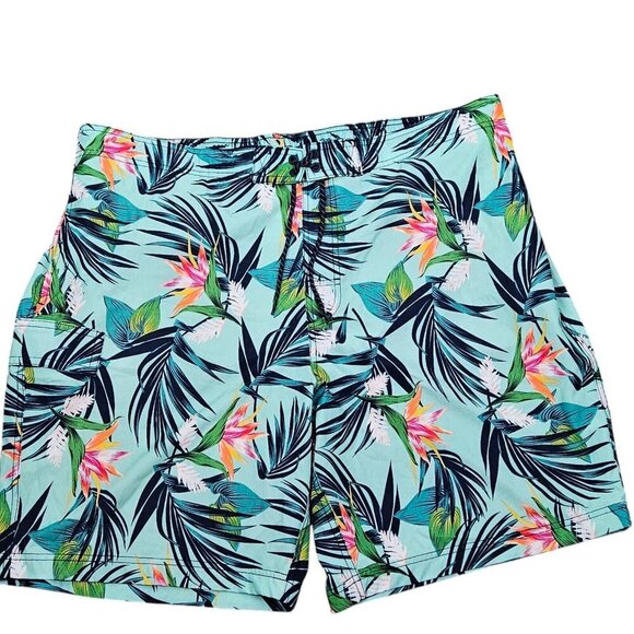 George Other - [g] George Green Tropical Print Swim Trunks Size XL (40-42) Cargo Pocket Elastic